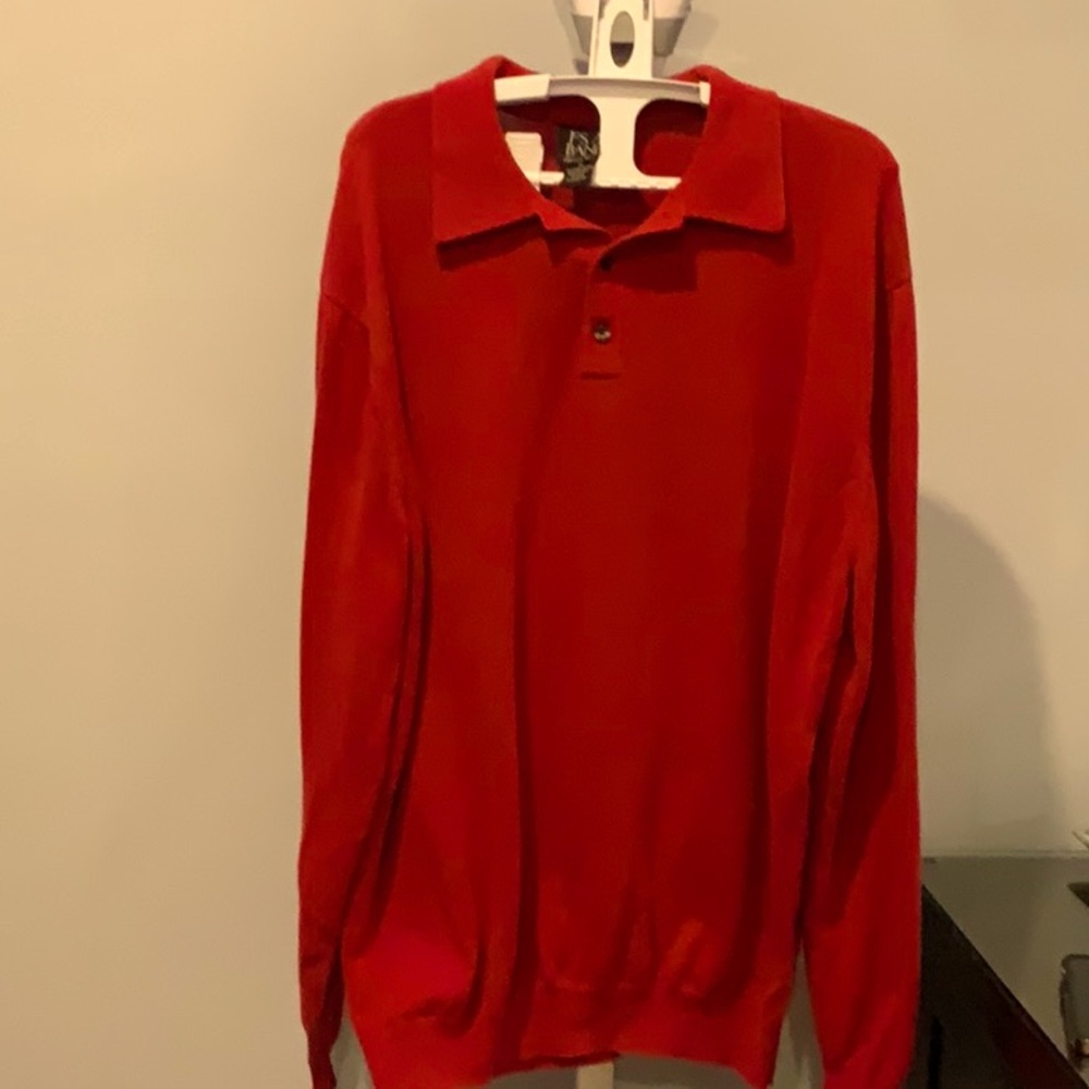 Jos. A Bank Red Button Up Collared Sweater Size XL